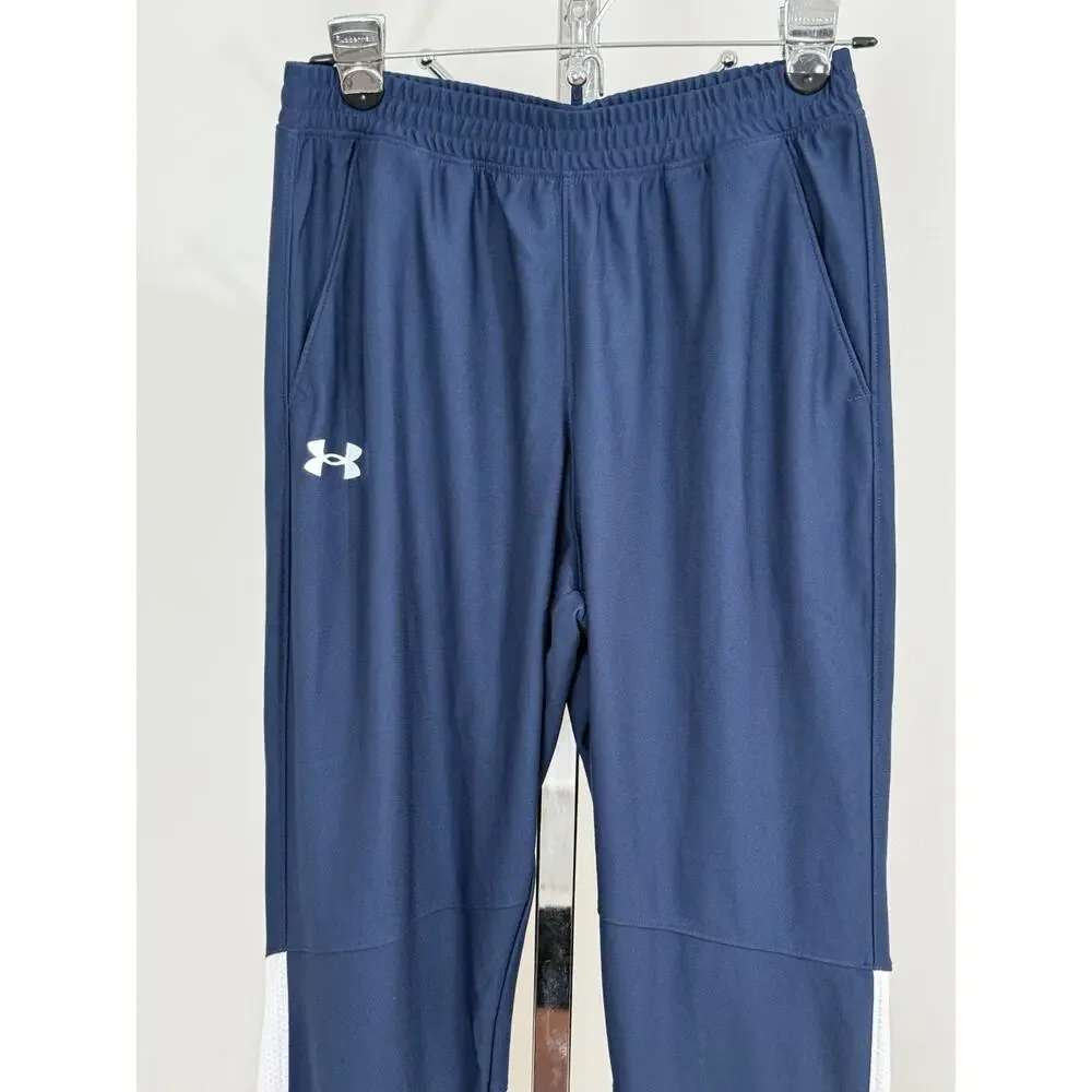 Under Armour Pants Mens Blue Fitted Tapered Athletic Track Mesh Zippers S NWT